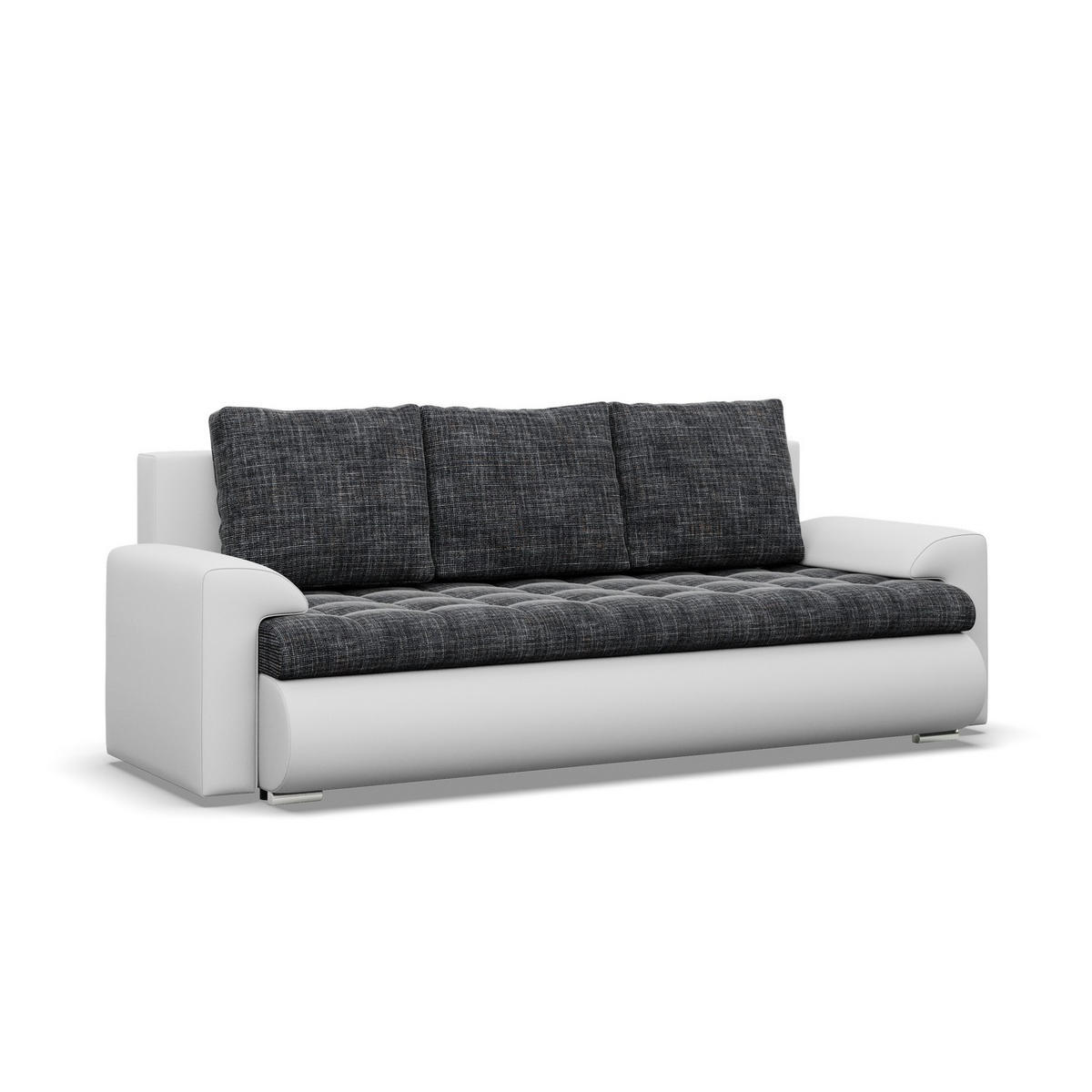 SOFA 3-SITZER MIT SCHLAFFUNKTION FORESTA, Schwarz + Grau - Schwarz/Grau, Textil (222/92/96cm)