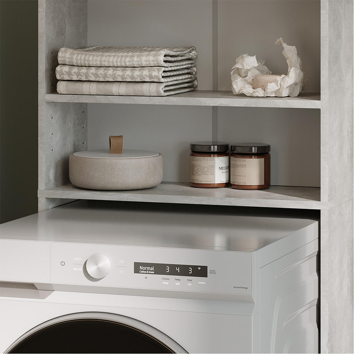 WASCHMASCHINENSCHRANK Beton 64 x 190 cm - Grau, Holzwerkstoff (64/190/26cm) - Vicco