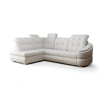 ECKSOFA KONGO RBN09, Eckcouch in L-Form mit Schlaffunktion, Farbe: Weiß, Kunstleder, Ottomane Links - Weiß, Textil (260/180cm) - O-Sofa