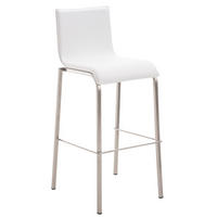 BARHOCKER Kelan Kunstleder Weiß Silber - Weiß, Leder (43/103/51cm) - DELUKE