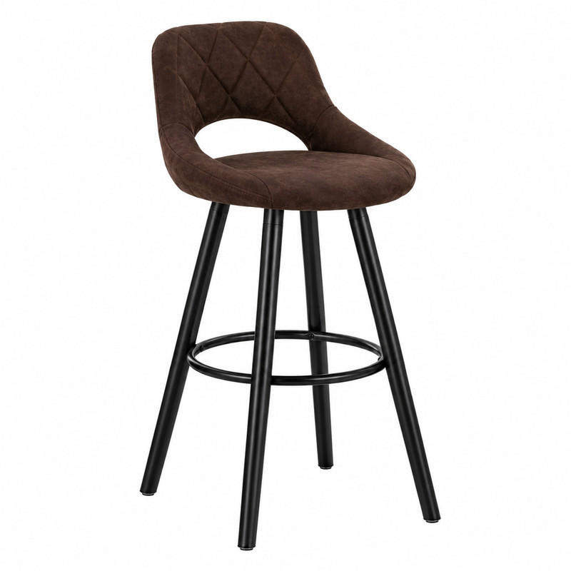 BARHOCKER mit Rückenlehne 68 cm Massivholz Dunkelbraun - Dunkelbraun, Holz (40/70/43cm) - Meubliv