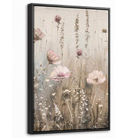 LEINWAND Bilder mit Rahmen - Blumen - Rosa - Modern - Beige - 40x60 - Beige, Textil (40/60cm) - MuchoWow