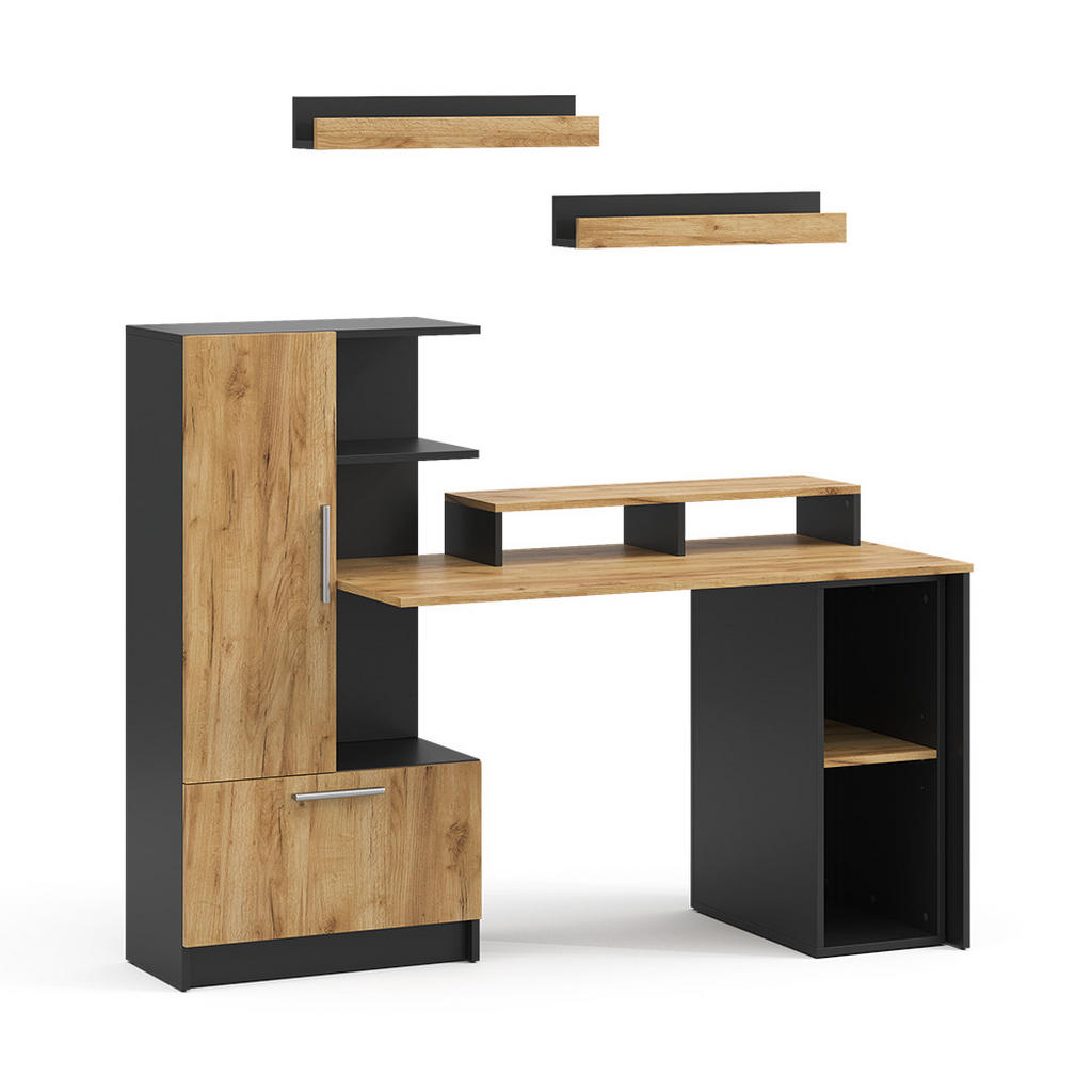 Vicco PSACÍ STŮL Tomy, Antracit/Zlatý mocný dub, 150 x 59 cm Sada 5 kusů