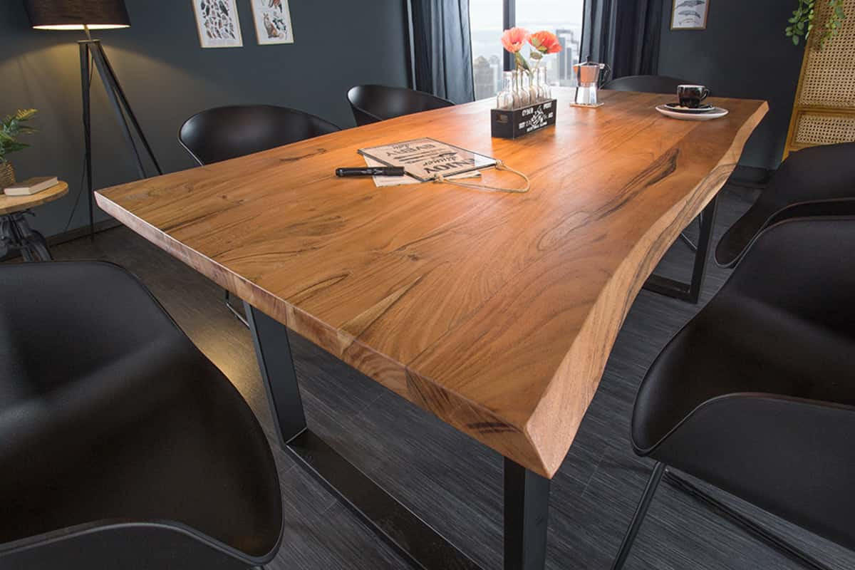ESSTISCH MAMMUT Akazie 160cm - Schwarz/Braun, Holz/Metall (90/160/76cm) - riess-ambiente