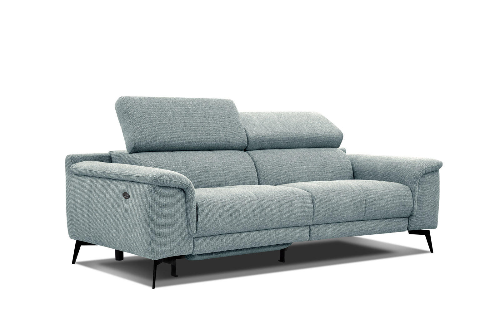RELAXSOFA FIERO 3-Sitzer mit 1 Relaxfunktion, mintgrün - Schwarz/Mintgrün, Holzwerkstoff/Textil (212/82/103cm) - Courtois Laville