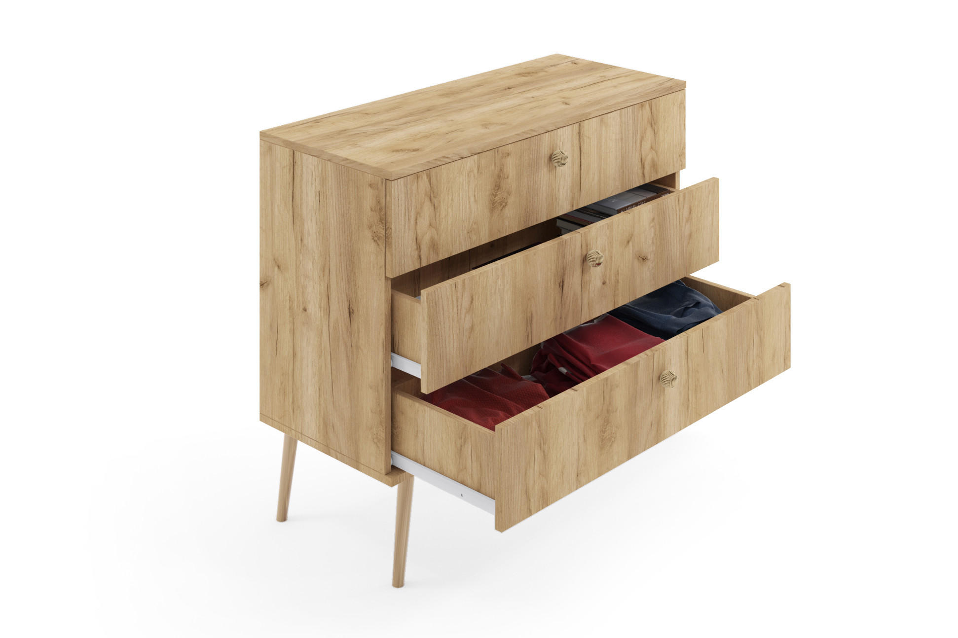 KOMMODE Schrank Kenure Goldene Handwerkseiche - Alteiche, Holzwerkstoff (41/85/100cm) - Fedve