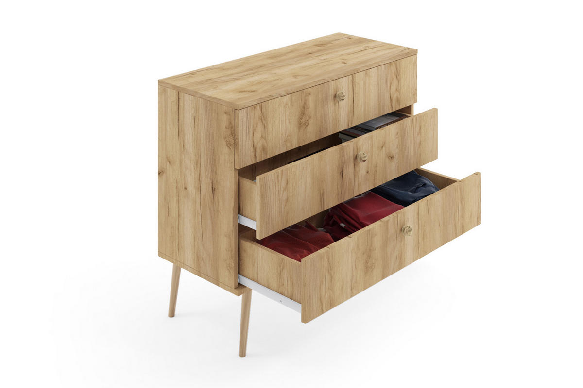 KOMMODE Schrank Kenure Goldene Handwerkseiche - Alteiche, Holzwerkstoff (41/85/100cm) - Fedve