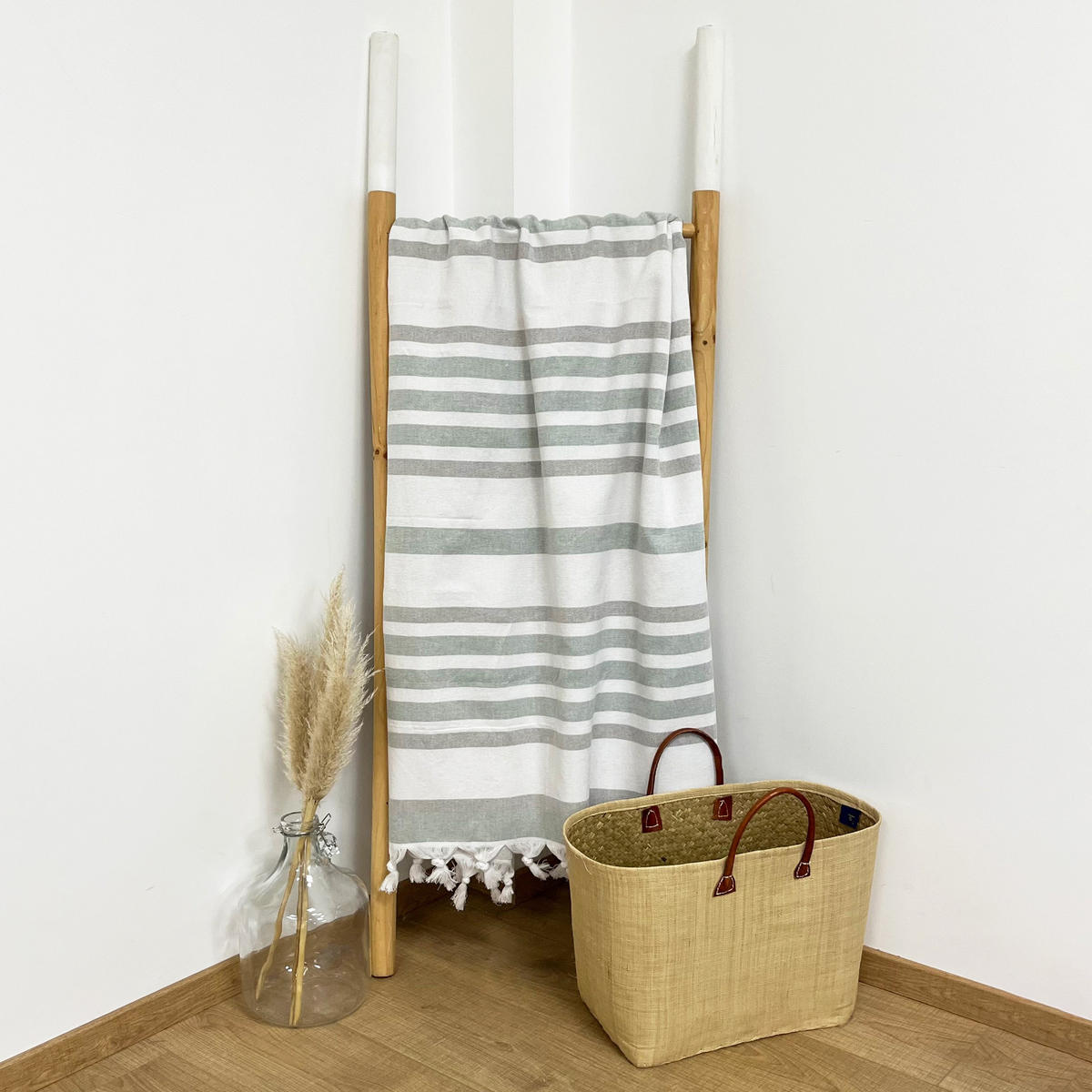 HAMAMTUCH mit Frotteefutter Latigo Desert 140x180 340g/m² - Grau, Textil (140/180cm) - LE COMPTOIR DE LA PLAGE
