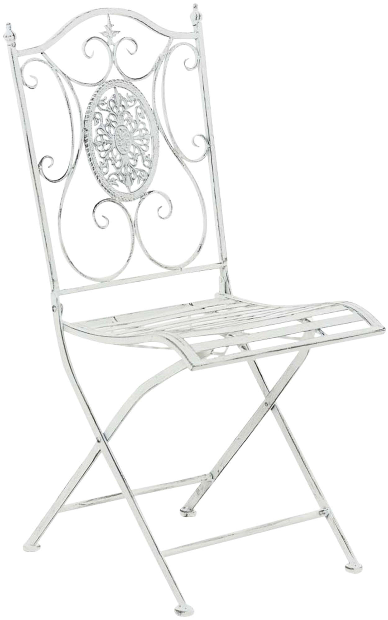 GARTENKLAPPSTUHL Metall Antik Weiß - Weiß, Metall (42/91/49cm) - CLP