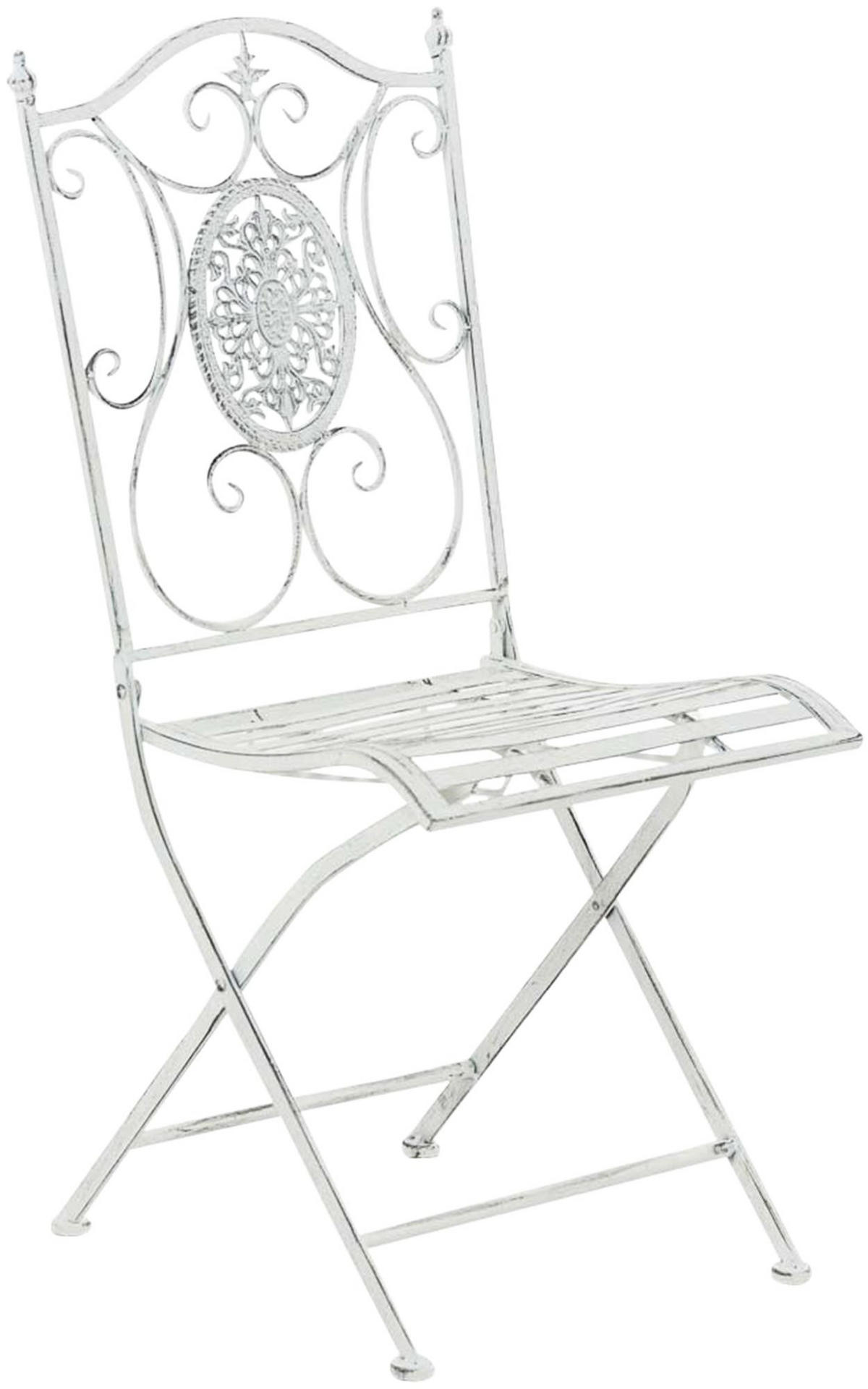 GARTENKLAPPSTUHL 2er Set Metall Antik Weiß - Weiß, Metall (42/91/49cm) - CLP