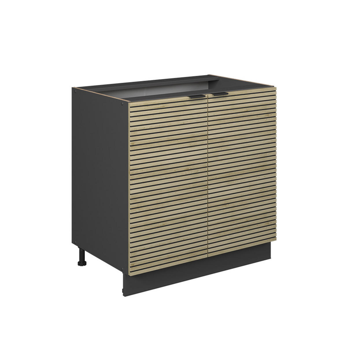 SPÜLENUNTERSCHRANK Fame-Line Eiche Paneel 80 cm mit Regal, ohne Arbeitsplatte - Eichefarben/Anthrazit, Holzwerkstoff (80/82/51.6cm) - Vicco