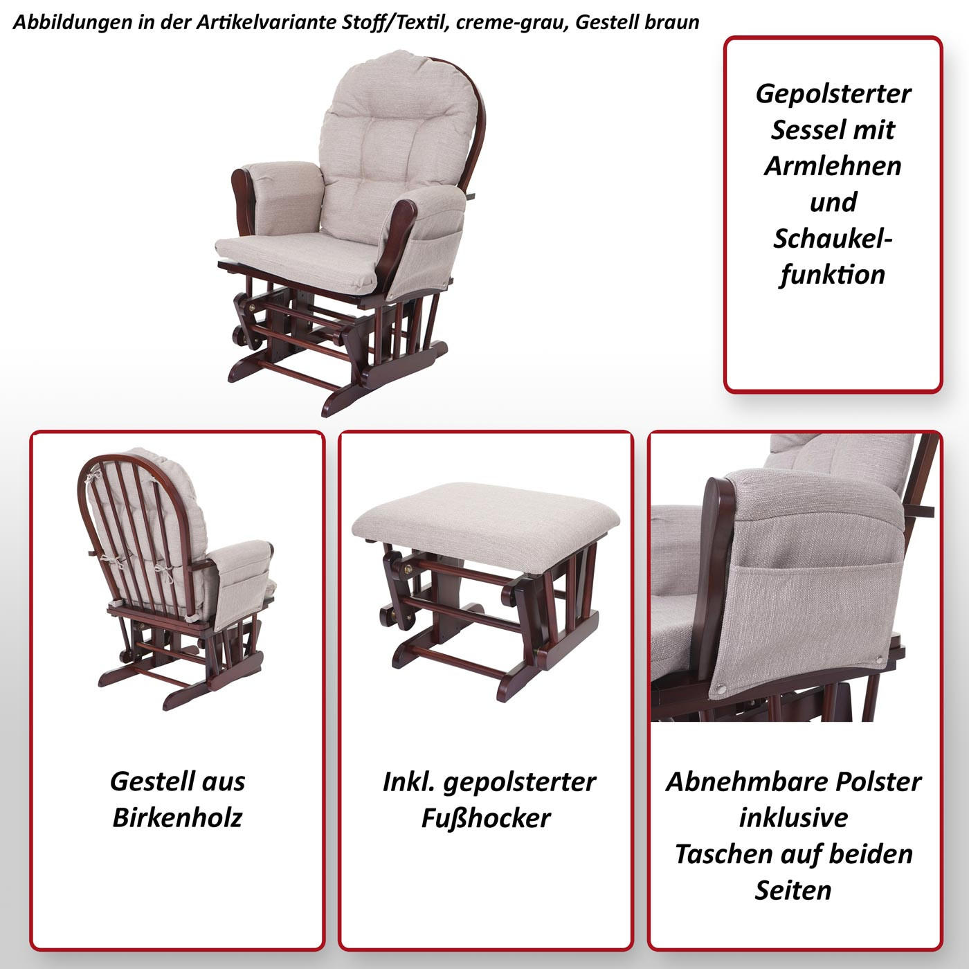 RELAXSESSEL SCHWINGSTUHL Anthrazit - Anthrazit, Textil (68/98/76cm) - MCW