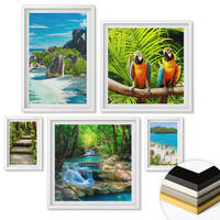 WANDBILDER 5er-Set - 50x50 cm & 20x30 cm & 40x60 cm Weißer Rahmen - Strand, Boot, Wasserfälle, Palmen - Weiß, Kunststoff (40/60cm) - ArtPrintCave