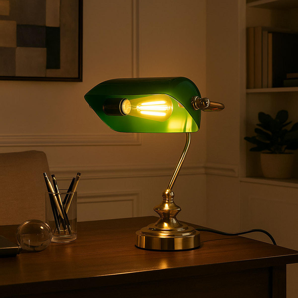 TISCHLEUCHTE Antike Grün Acryl - Grün, Metall (19/16.5/24cm) - Globo Lighting