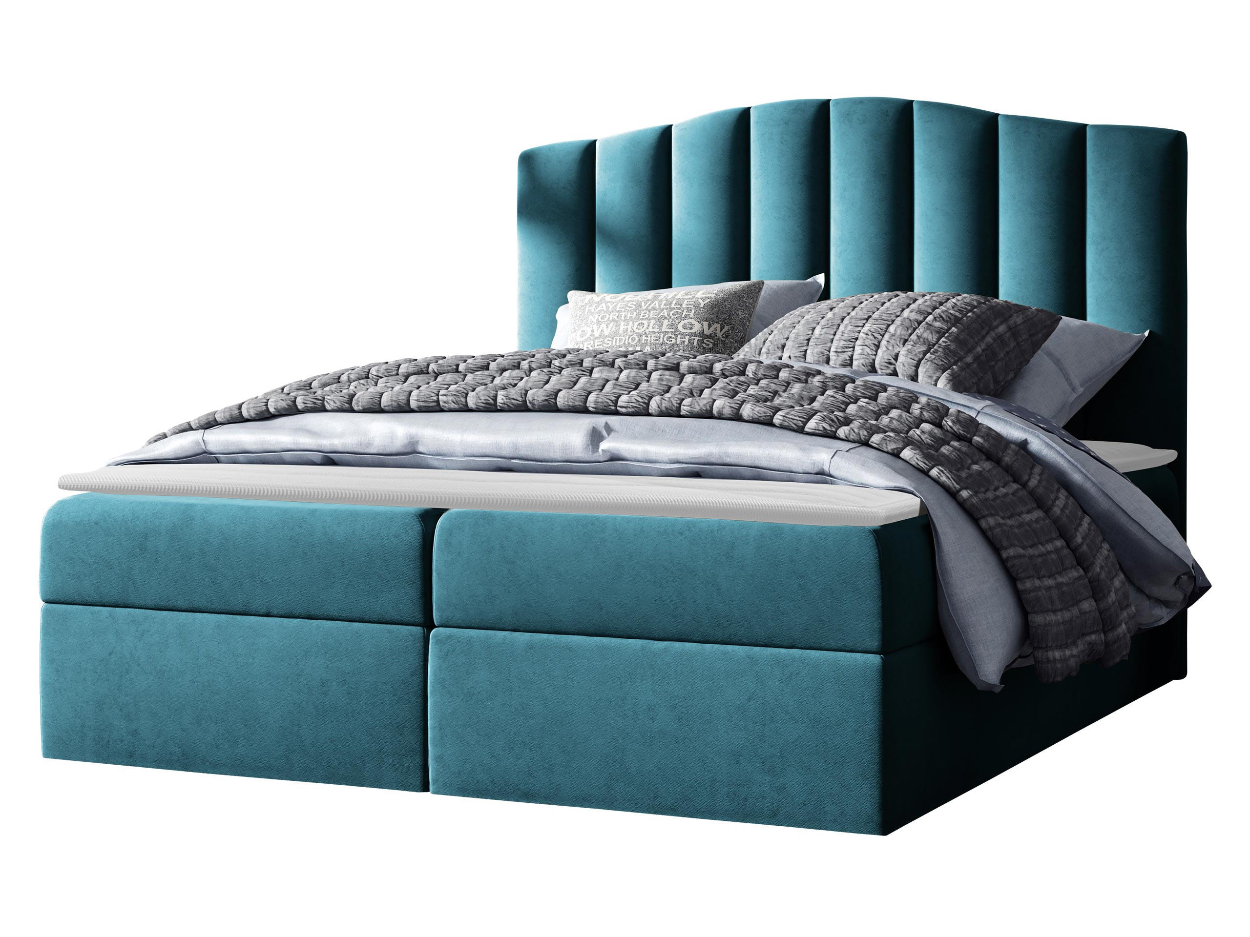 BOXBETT Lindos - Türkis, Holz (120/200cm) - MIRJAN24