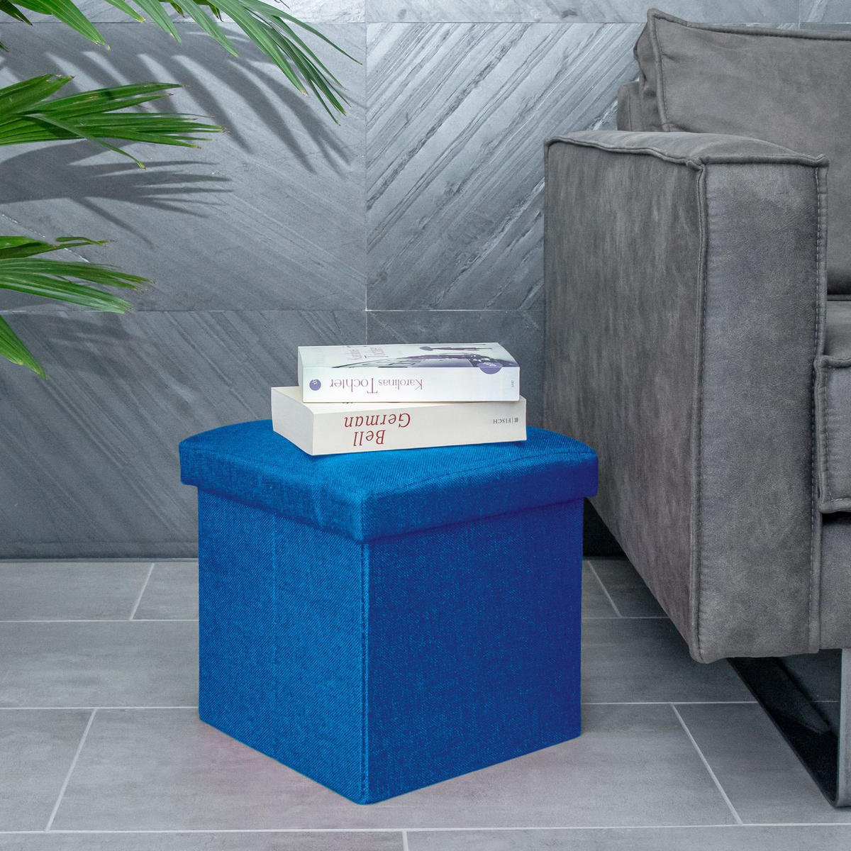 SITZWÜRFEL Faltbar 30/30/30 cm (Blau) - Blau, Textil (30/30/30cm) - Intirilife