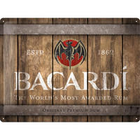 BLECHSCHILD 30/40 cm Bacardi Wood Barrel Logo - Multicolor, Metall (40/30/0.2cm) - Nostalgic-Art