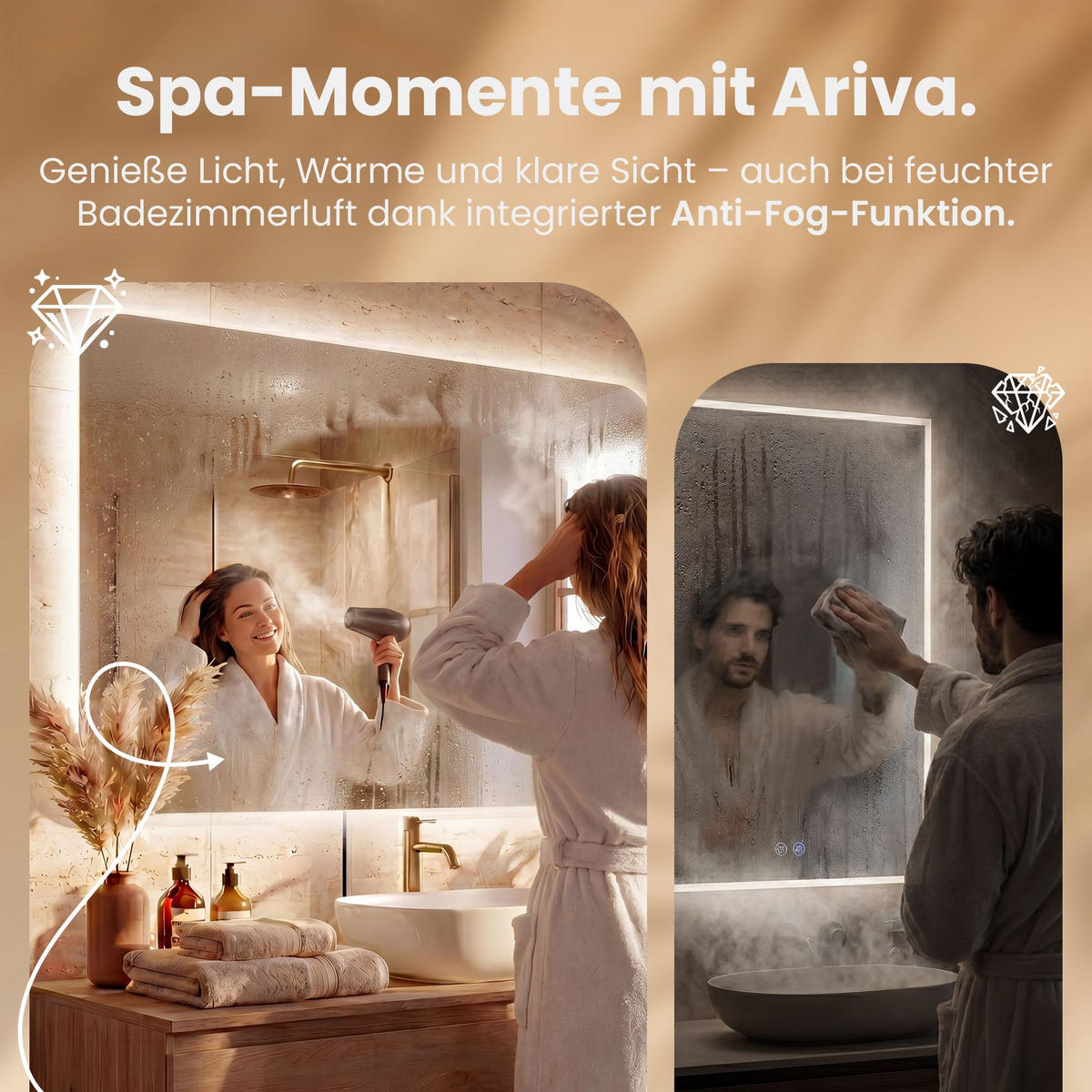 BADEZIMMERSPIEGEL eckig 100/3/60 cm Glas Klarglas - Klar, Glas (100/60/3cm) - CLP
