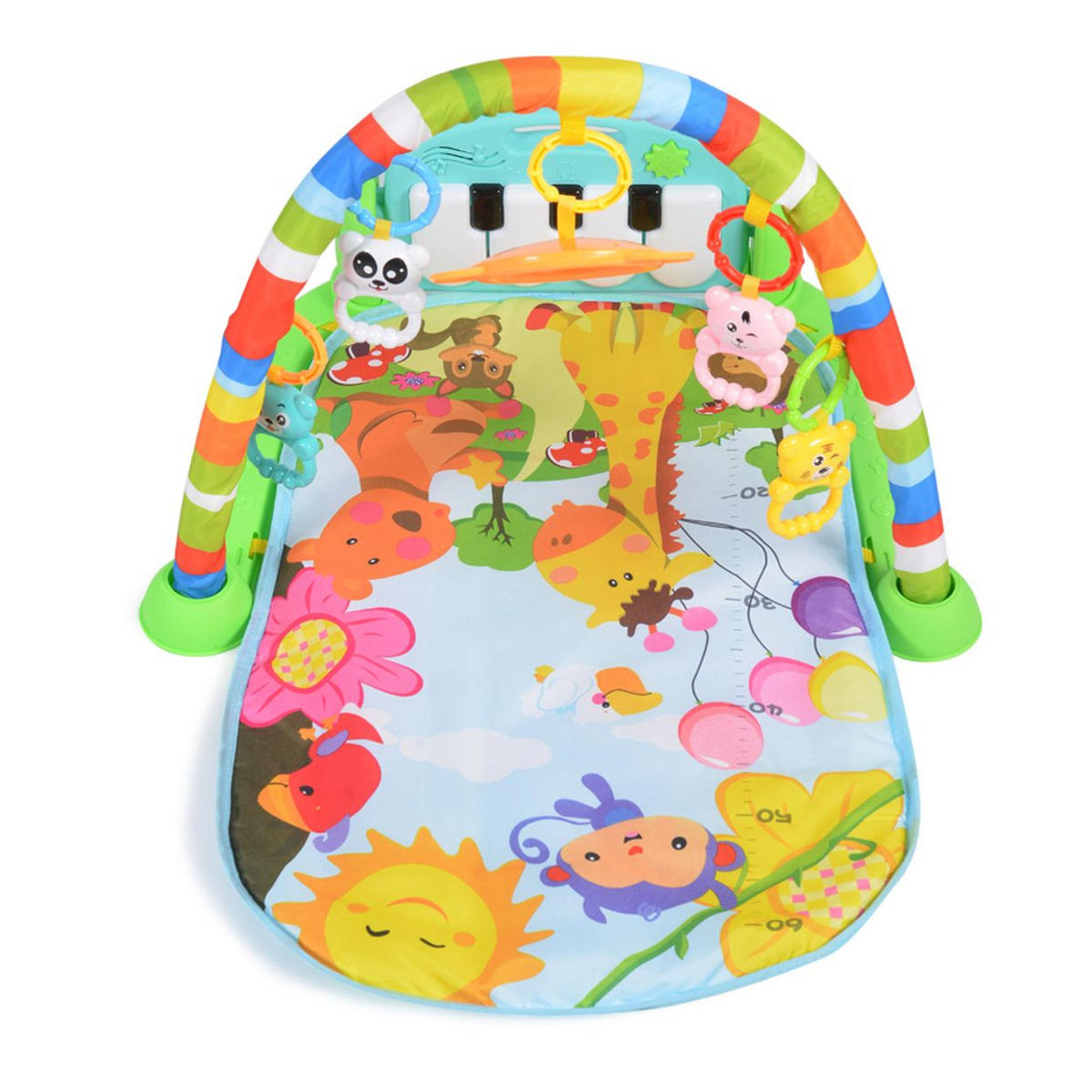 SPIELBOGEN Fitness Boy grün 75 x 63 cm, Krabbeldecke, Musiktasten, Dschungeltiere, ab 6 Monate - Grün, Textil (63/50/75cm) - Moni