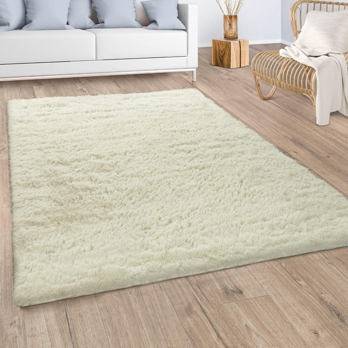 HOCHFLORTEPPICH 200/290 cm Silky 591 - Weiß, Textil (200/290cm) - Paco Home