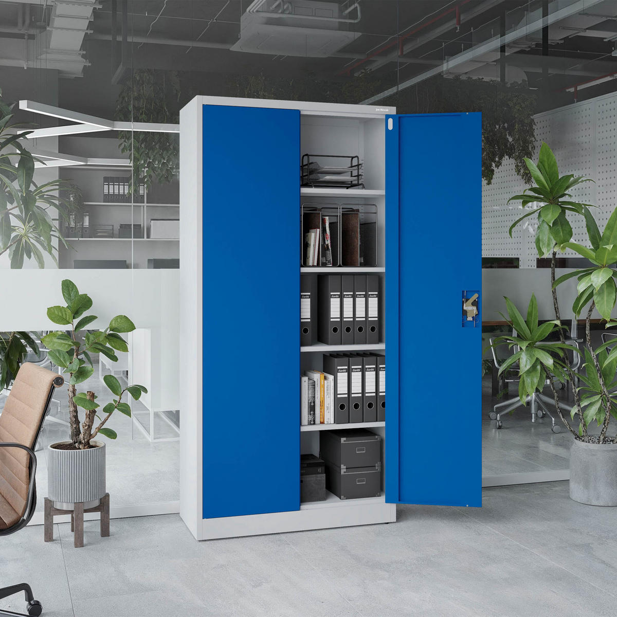 AKTENSCHRANK JAN 185x90x45 cm - Blau/Weiß, Metall (90/185/40cm) - Jan Nowak