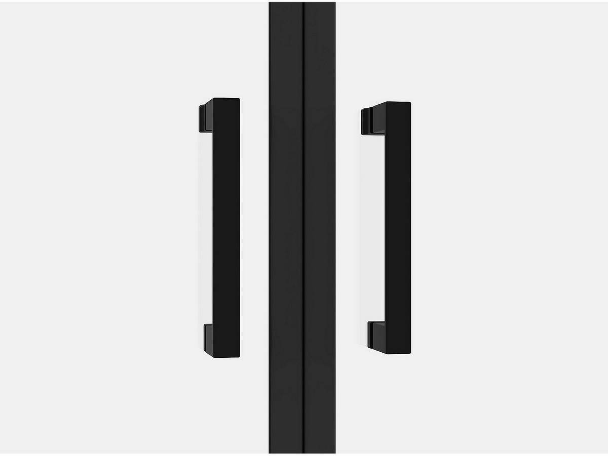 DUSCHTÜR - 90cm x 1.92cm - Aluminium - schwarz - SARASOTA - Schwarz, Metall (90/195cm) - Vente-Unique