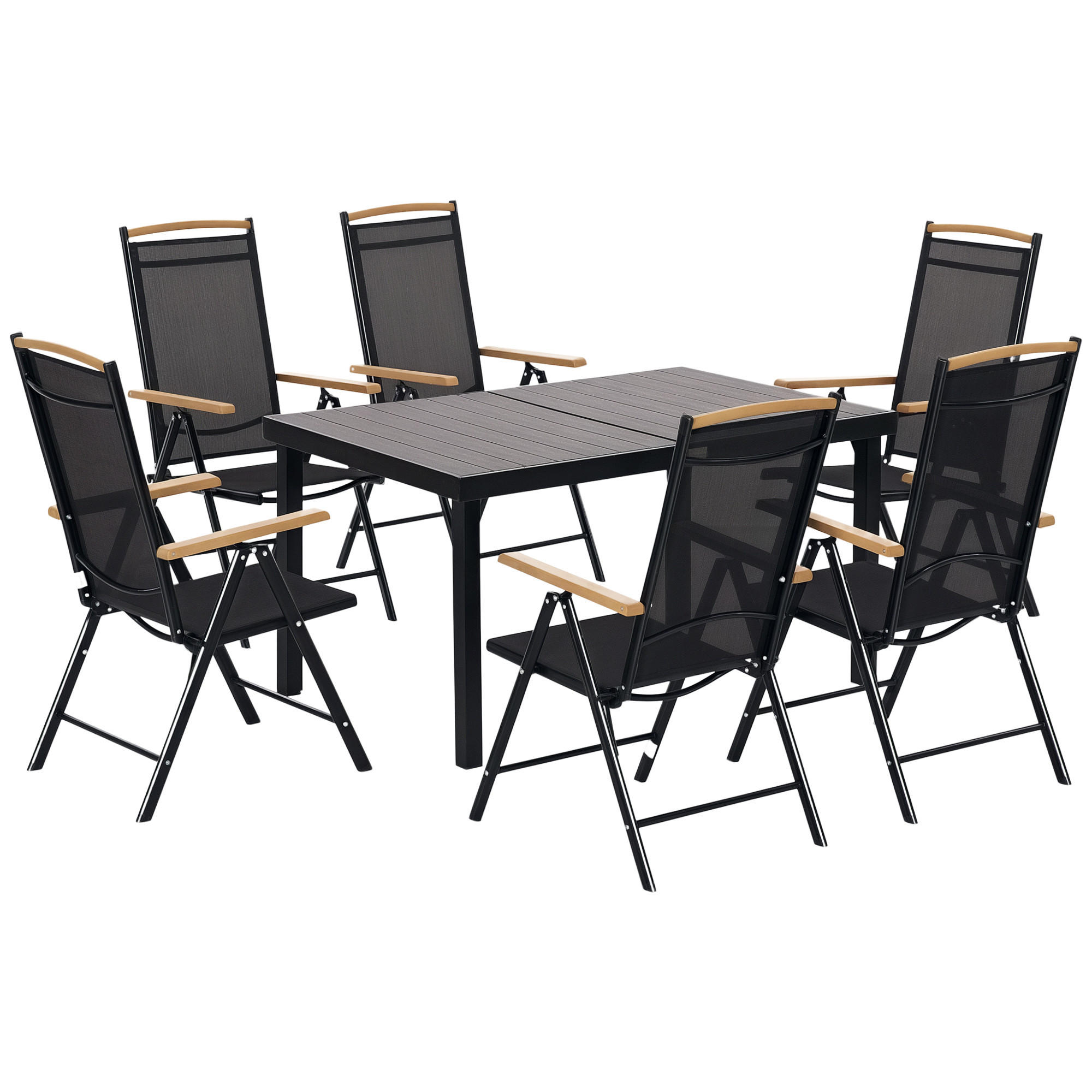 GARTENESSGRUPPE 7-teilig DE-09993 Schwarz - Schwarz, Metall - ComfortXL