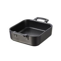 AUFLAUFFORM 35 cl QUADRATISCH Gusseisenoptik - Schwarz, Keramik (13/13/4.1cm) - Revol Porcelaine France