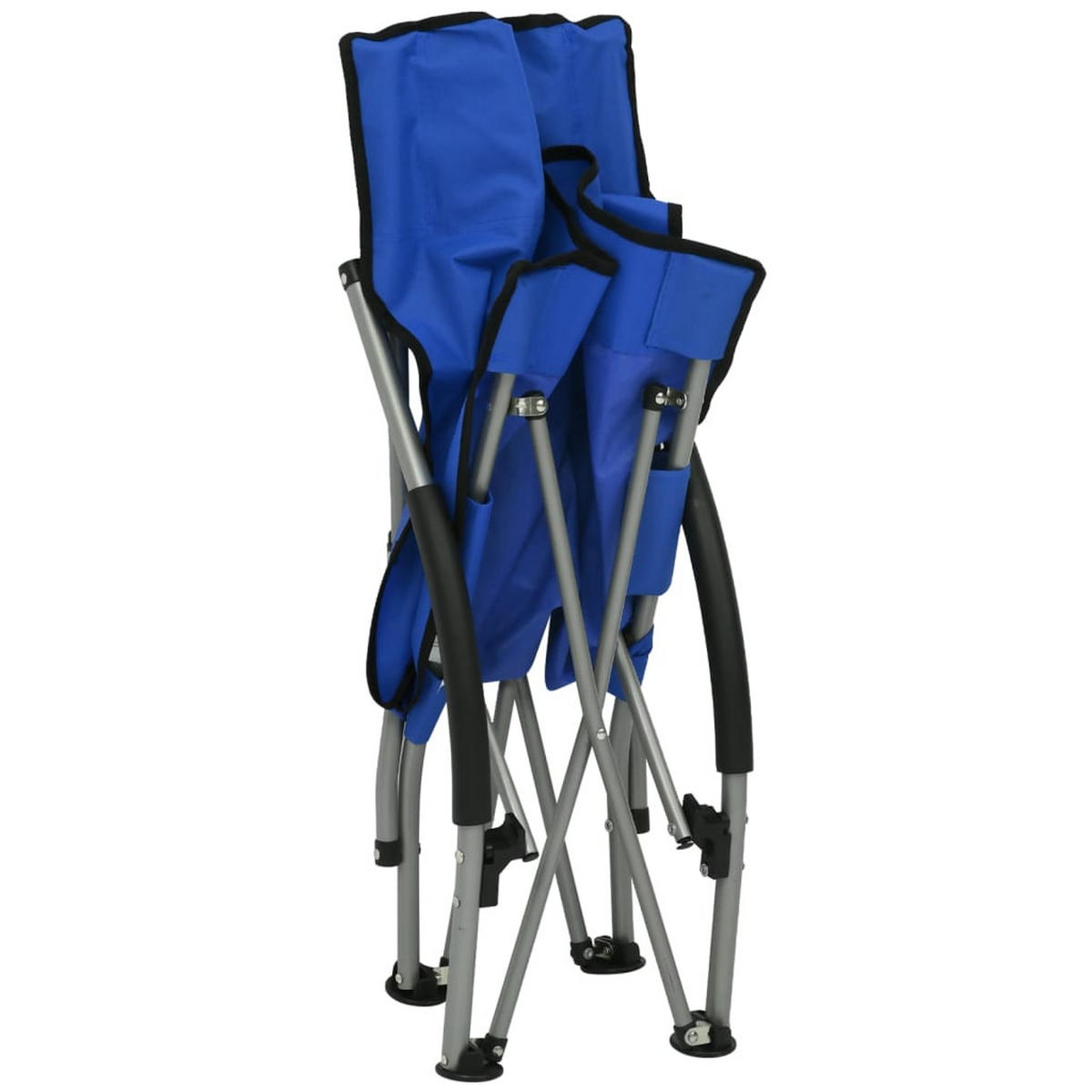 KLAPPBARE Strandstühle 2Er Set Blau Stoff - Blau, Metall (55.5/66/65.5cm) - vidaXL
