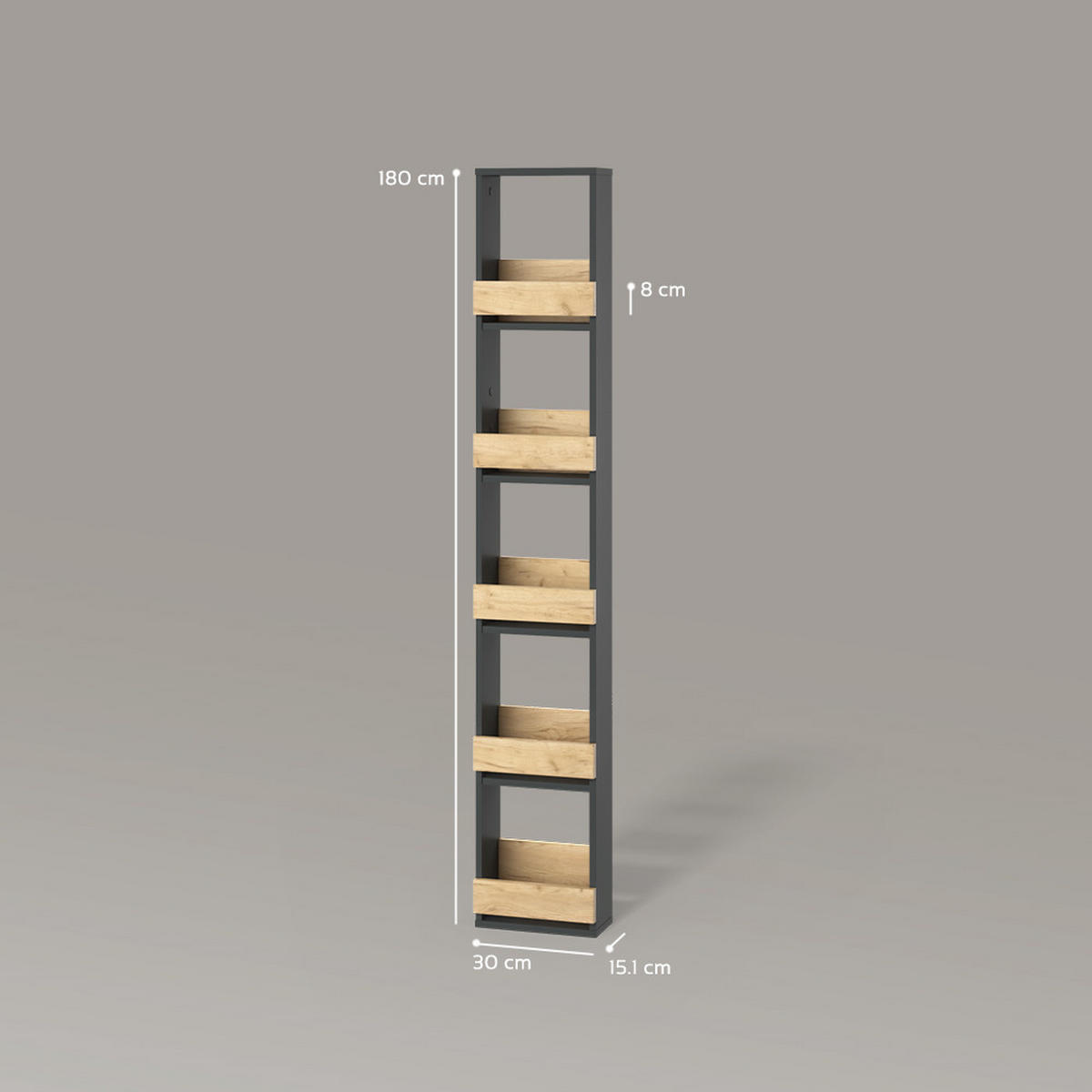 WEINGLASREGAL Regusa Goldkraft Eiche/Anthrazit 30 x 180 cm - Honigeiche/Anthrazit, Holzwerkstoff (30/180/15.1cm) - Livinity®