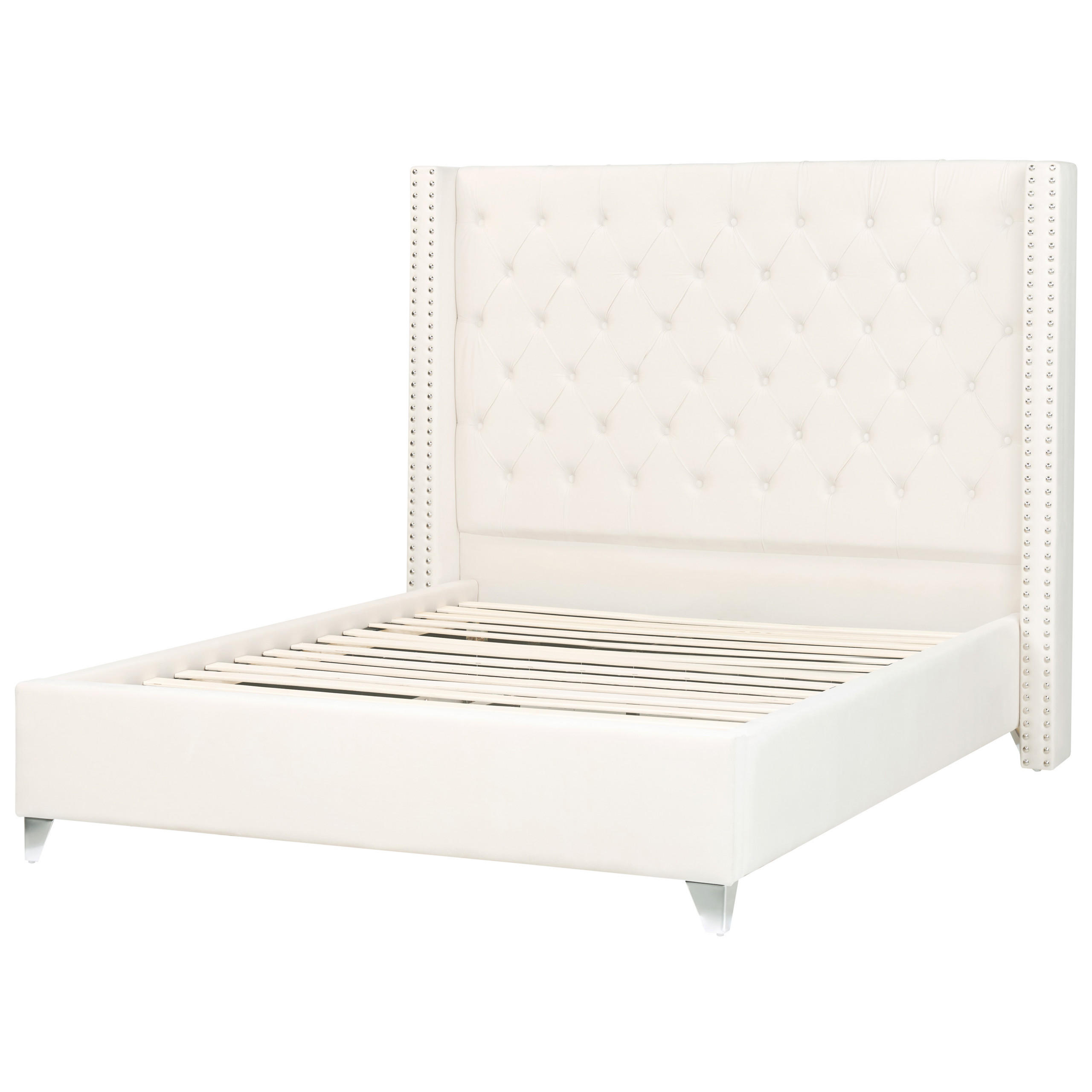 POLSTERBETT 140/200cm Cremeweiß Lubbon - Creme, Textil (140/200cm) - Beliani