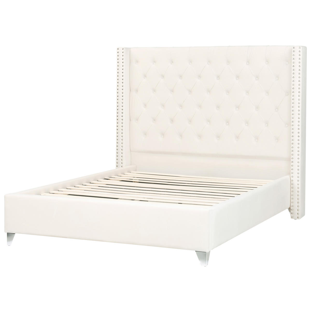 POLSTERBETT 140/200cm Cremeweiß Lubbon - Creme, Textil (140/200cm) - Beliani