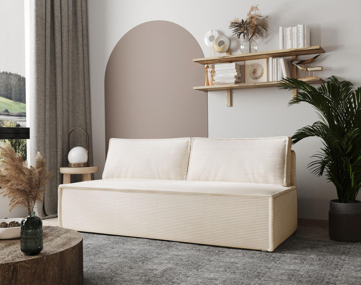 SCHLAFSOFA Amanda In Zoom - Creme, Holzwerkstoff/Textil (200/89/100cm) - Fun Möbel