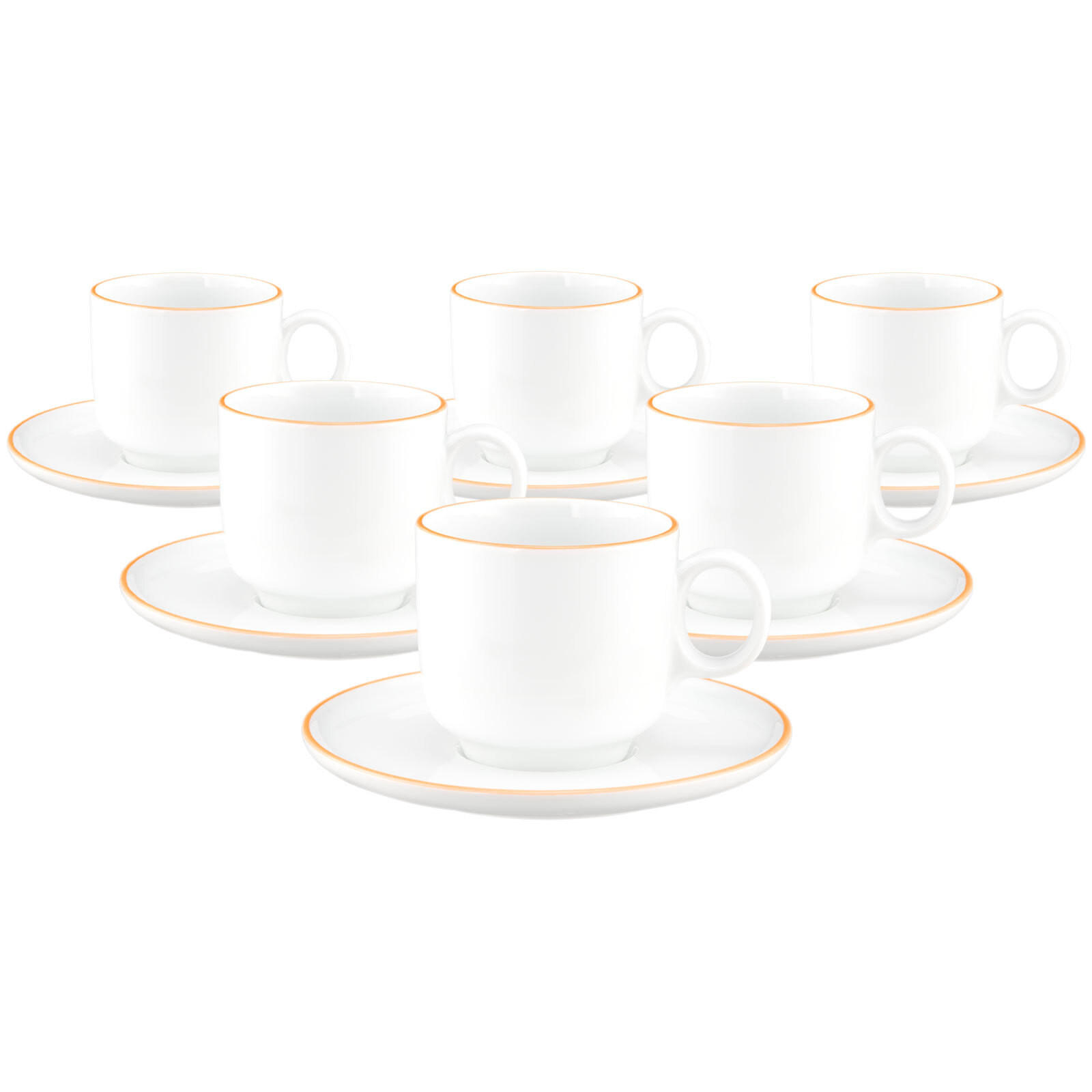 CAPPUCCINOTASSEN MIT UNTERTASSEN Sento Home Pure Lines Mango Orange 300 ml 6er Set - Orange, Keramik (0.3L) - Seltmann Weiden
