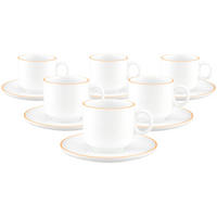 CAPPUCCINOTASSEN MIT UNTERTASSEN Sento Home Pure Lines Mango Orange 300 ml 6er Set - Orange, Keramik (0.3L) - Seltmann Weiden