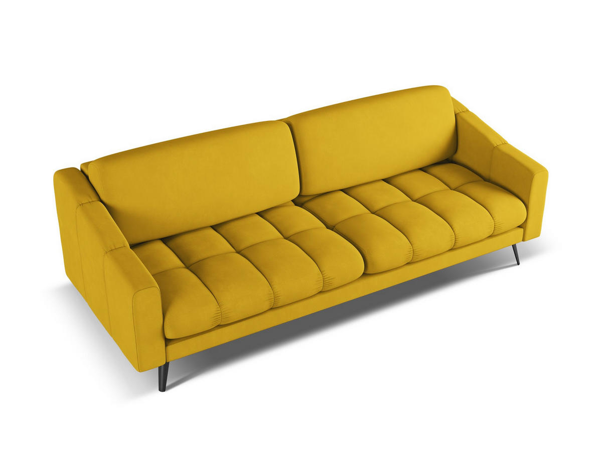 4-SITZER-SOFA Chenille Stoff Gelb - Currygelb/Gelb, Textil/Metall (238/80/95cm) - Makamii