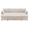 ECKSOFA U-Form Bettfunktion Baumwoll-Leinen Getränkehalter Stauraum Beige - Beige, Holz (123.01/19.71/65.51cm) - FLIEKS