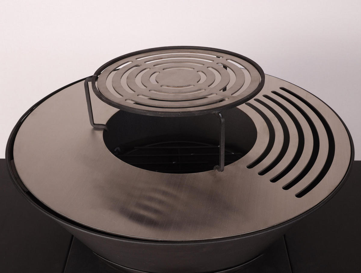 HOLZKOHLEGRILL Feuerschale Schwarz inkl. Schutzhülle - Schwarz, Metall (121/101/60cm) - Purline