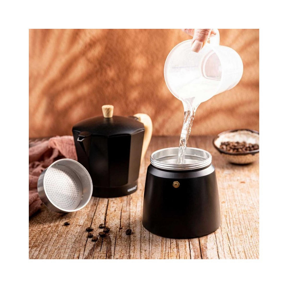 ESPRESSOKOCHER Schwarz 10/17.5/17.5 cm KH1886 - Schwarz, Metall (17.5/17.5/10cm) - Kinghoff 