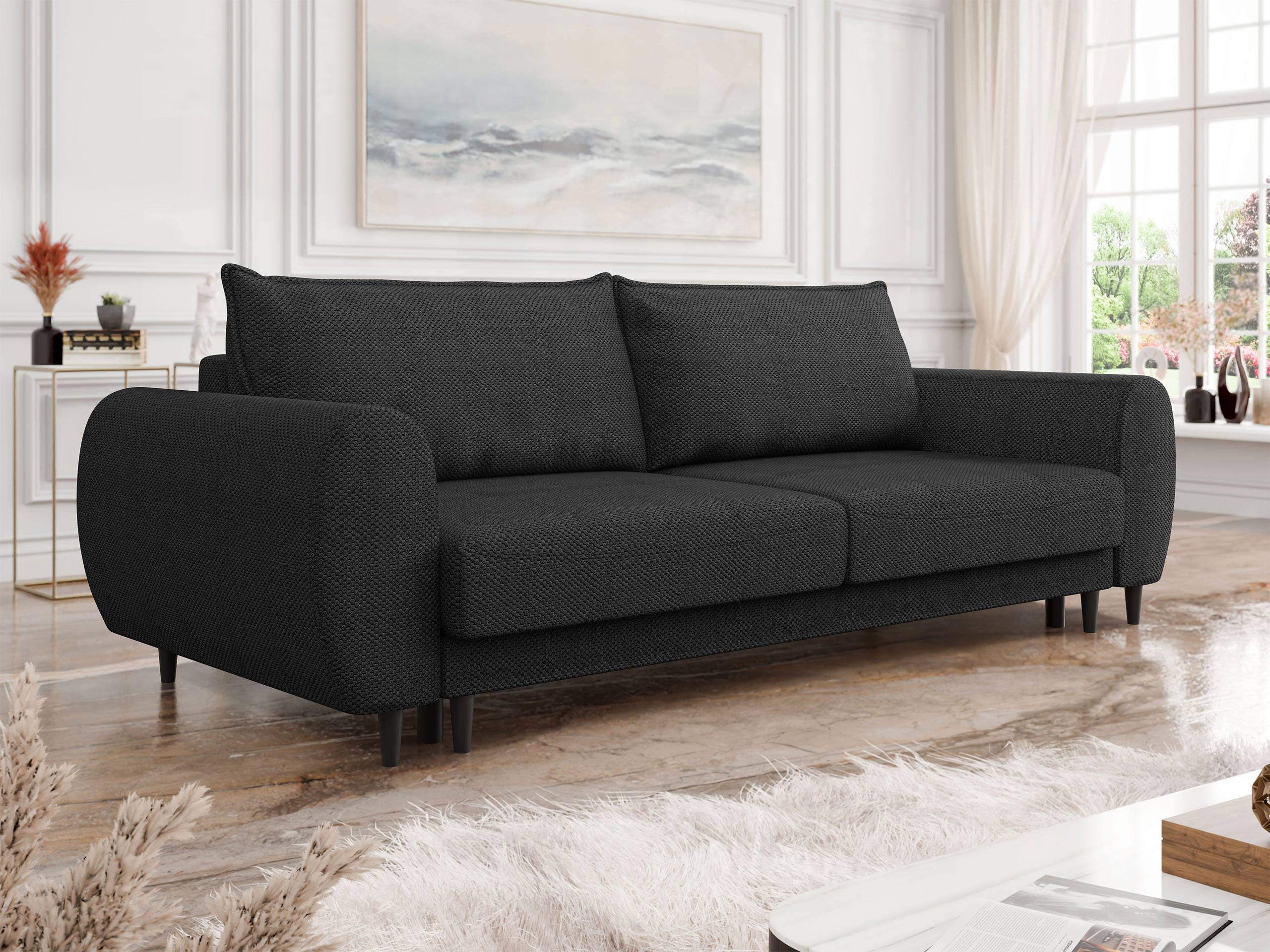 SCHLAFSOFA Sonia - Anthrazit/Schwarz, Holz/Textil (251/76/95cm) - MIRJAN24
