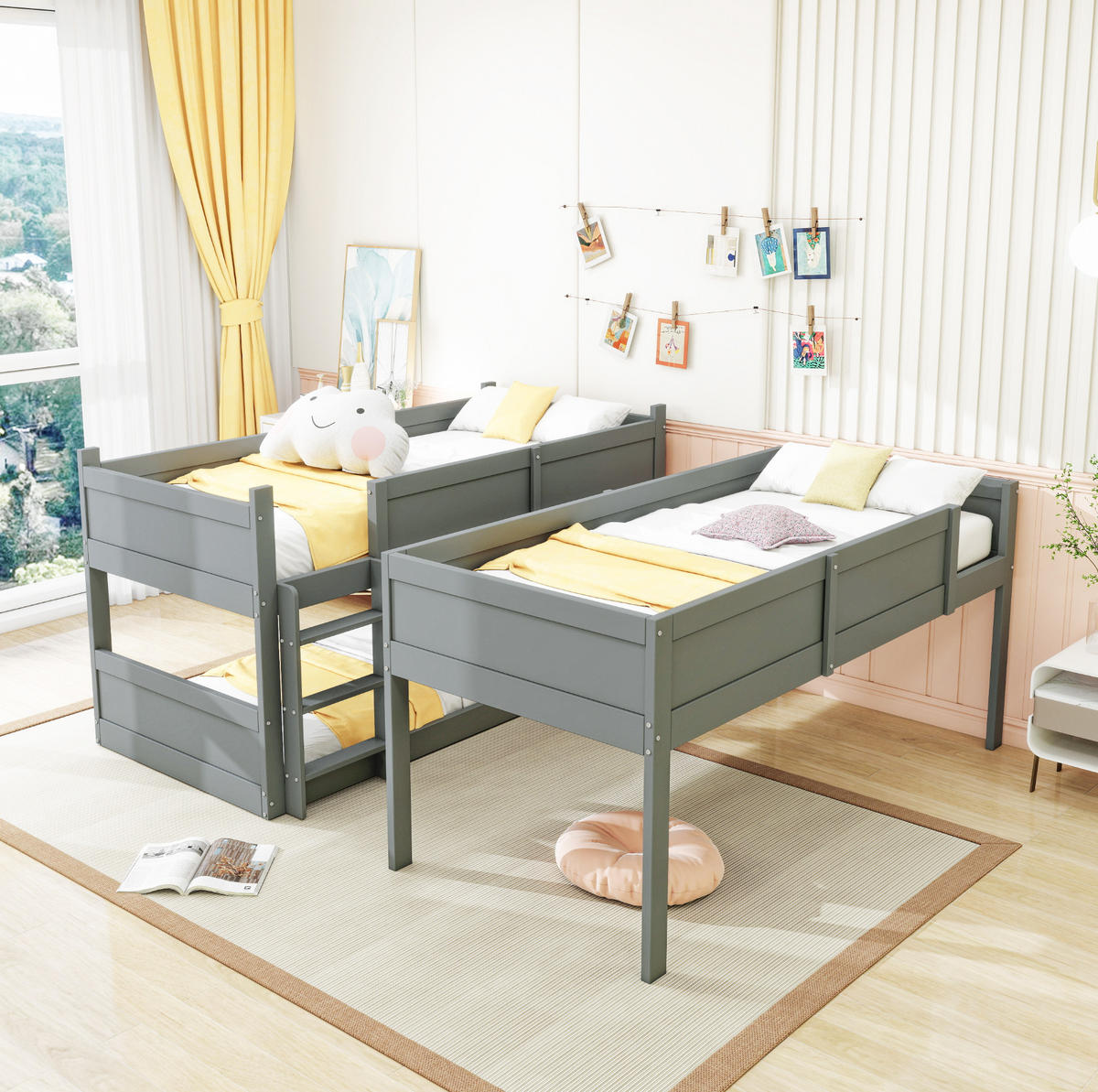 HOCHBETT 90/200 cm aus Holz mit hohem Geländer, Grau - Grau, Holz (90/200cm) - OKMYHOME