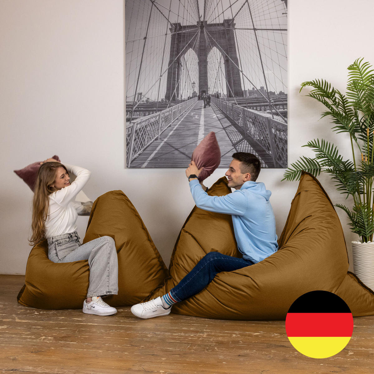 SITZSACK XXL Caree hellbraun, 140x180cm groß für Outdoor - Hellbraun, Textil (180/140/30cm) - Bruni