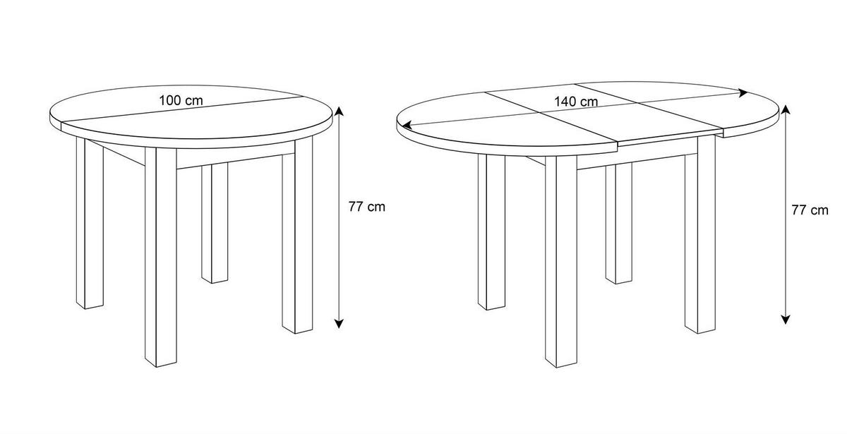 ESSTISCH OLEA KASCHMIR rund - Kaschmir, Holzwerkstoff (100/140/77cm) - Lookway