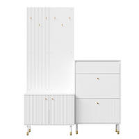 GARDEROBESET Schuhschrank Flur Garderobenwand Modern - Weiß, Holzwerkstoff (70/180/35cm) - FLIEKS