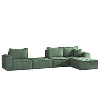 ECKSOFA Sande Xl In Raven - Grün, Holzwerkstoff/Textil (372/192cm) - Fun Möbel