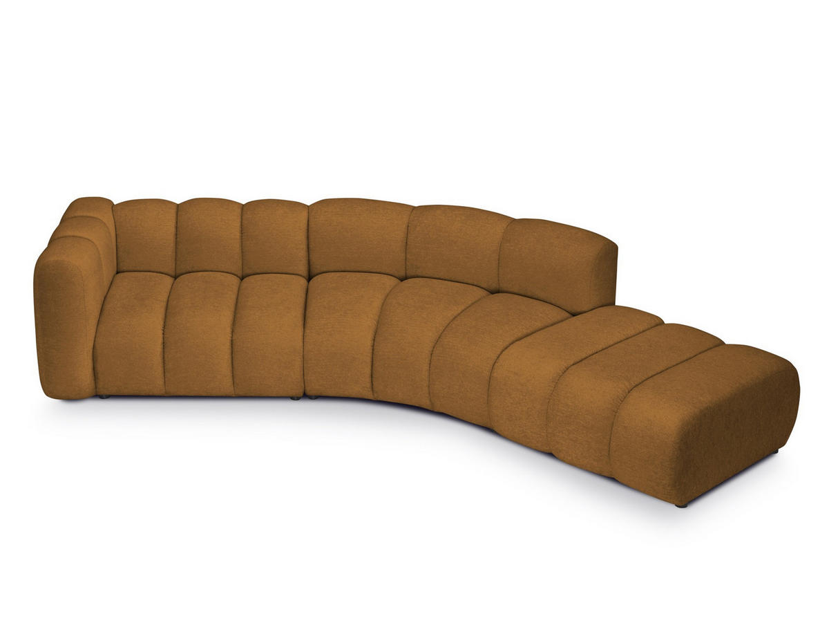 POUF Chenille Stoff Gelb - Currygelb/Schwarz, Holzwerkstoff/Kunststoff (94/40/89cm) - Makamii