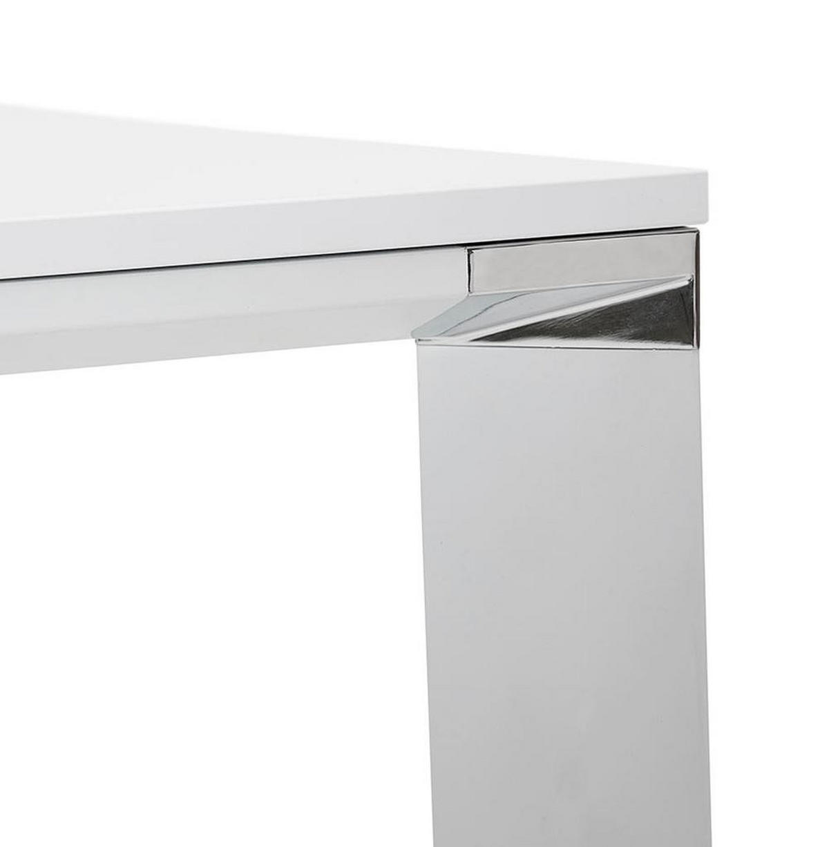 SCHREIBTISCH Minimalistisch Chromakzente Quadratisch KERIX, Weiß 160x160x74,5 cm - Weiß, Holz/Metall (160/160/75cm) - KADIMA DESIGN