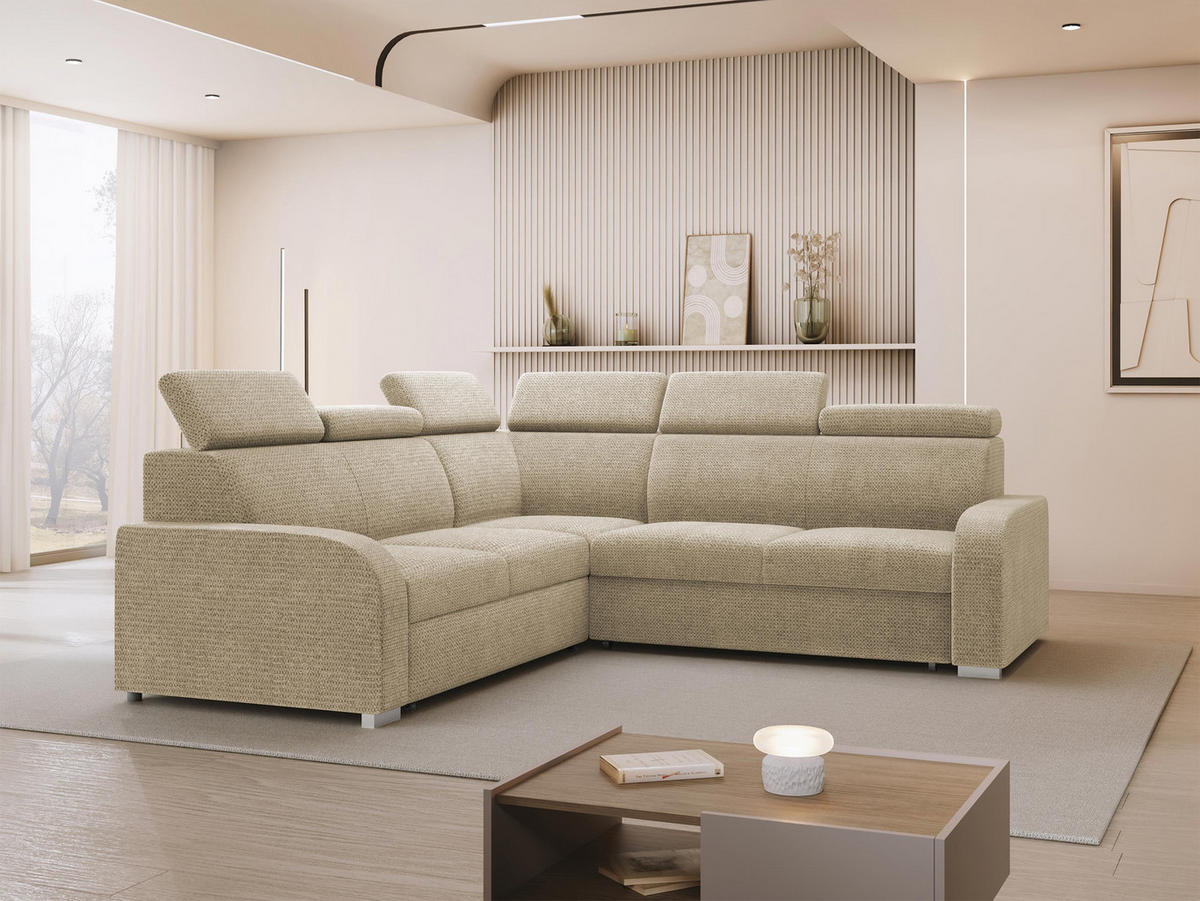 ECKSOFA Oslo 2rR2p - Silberfarben/Naturfarben, Holz/Kunststoff (250/250cm) - MIRJAN24