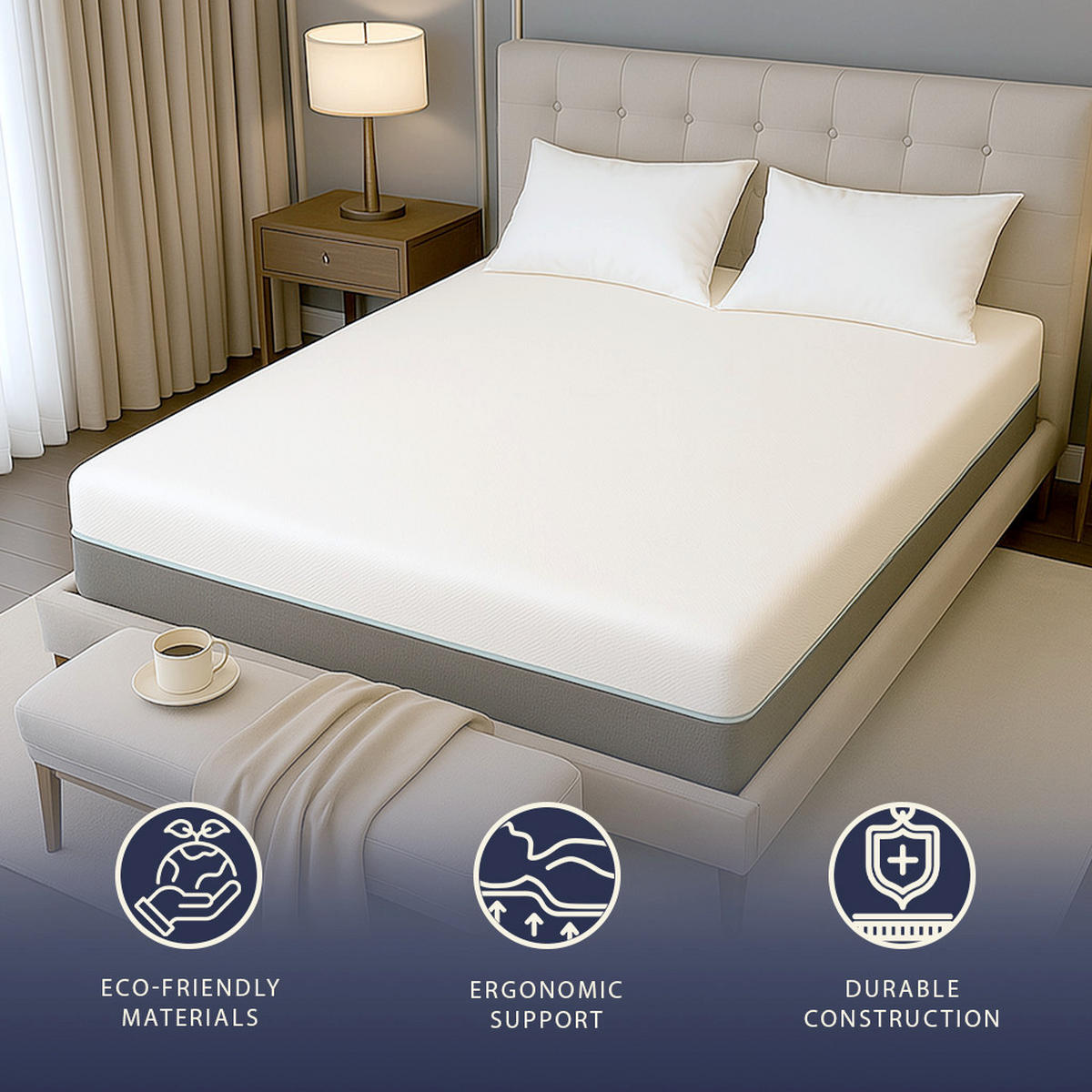 MATRATZE 180x200 | Memory Foam & Federn | H 25 cm - Weiß, Textil (180/200cm) - The White Stone