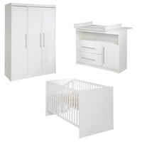 BABYZIMMER-SET Maren, mit breiter Wickelkommode, 3-teilig - Weiß, Holzwerkstoff (76/80/142cm) - Roba